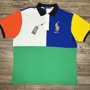 Polo Ralph Lauren‎ Men's Big & Tall Colorblock Big Pony Polo Size 2XB NEW